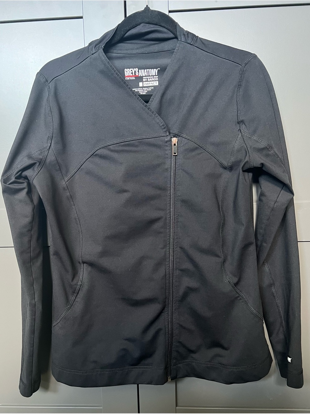 Grey's Anatomy by Barco Impact Women's Black Zip-Front Scrub Jacket- Sz Medium